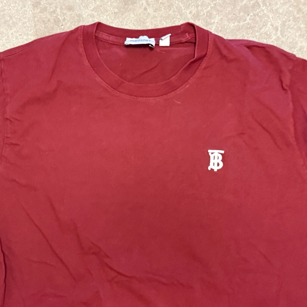 BURBERRY MENS PARKER LOGO T-SHIRT, SIZE LARGE, MERLOT RED - Picture 3 of 8